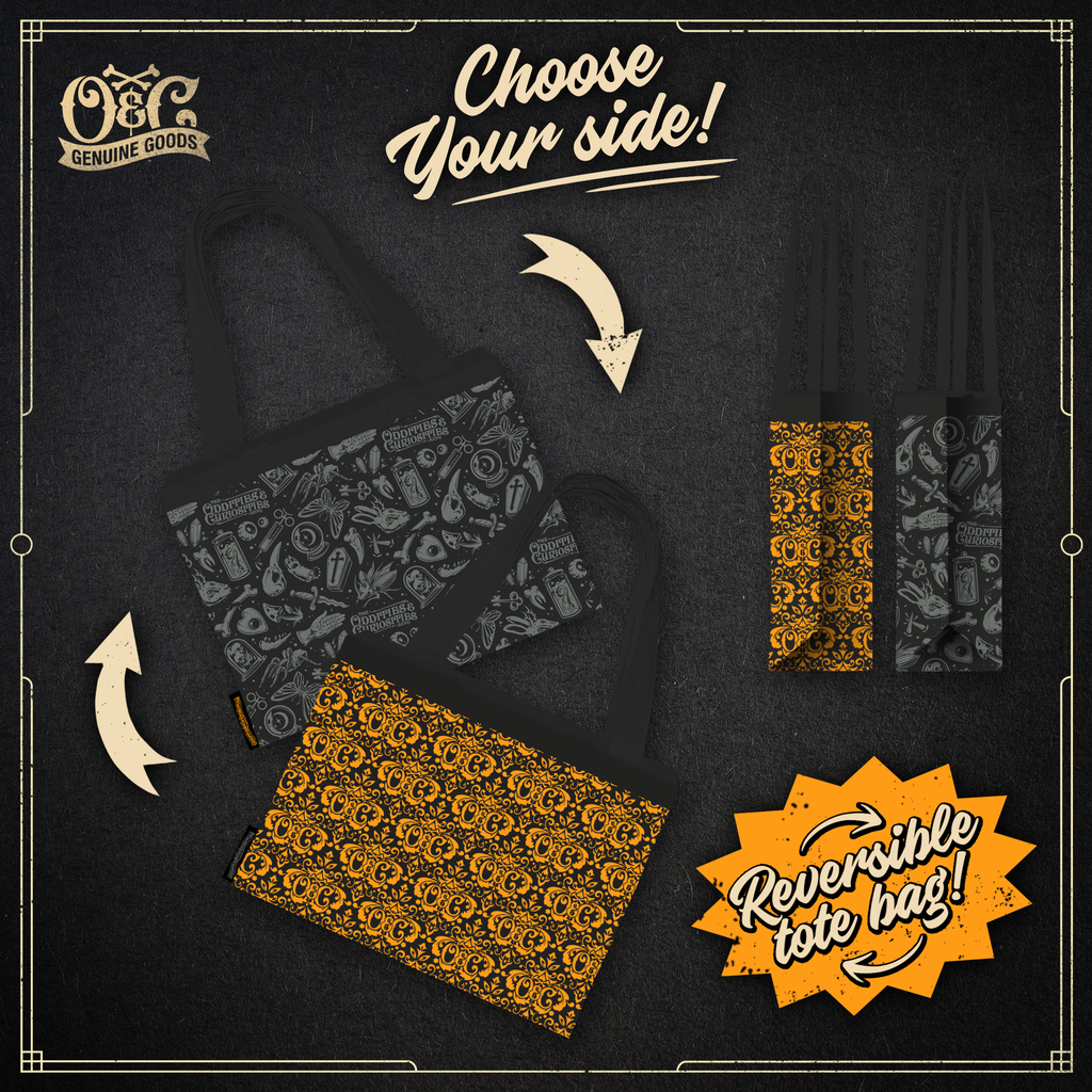 Orange/Grey Reversible Tote Bag – Oddities & Curiosities Expo Official Merch