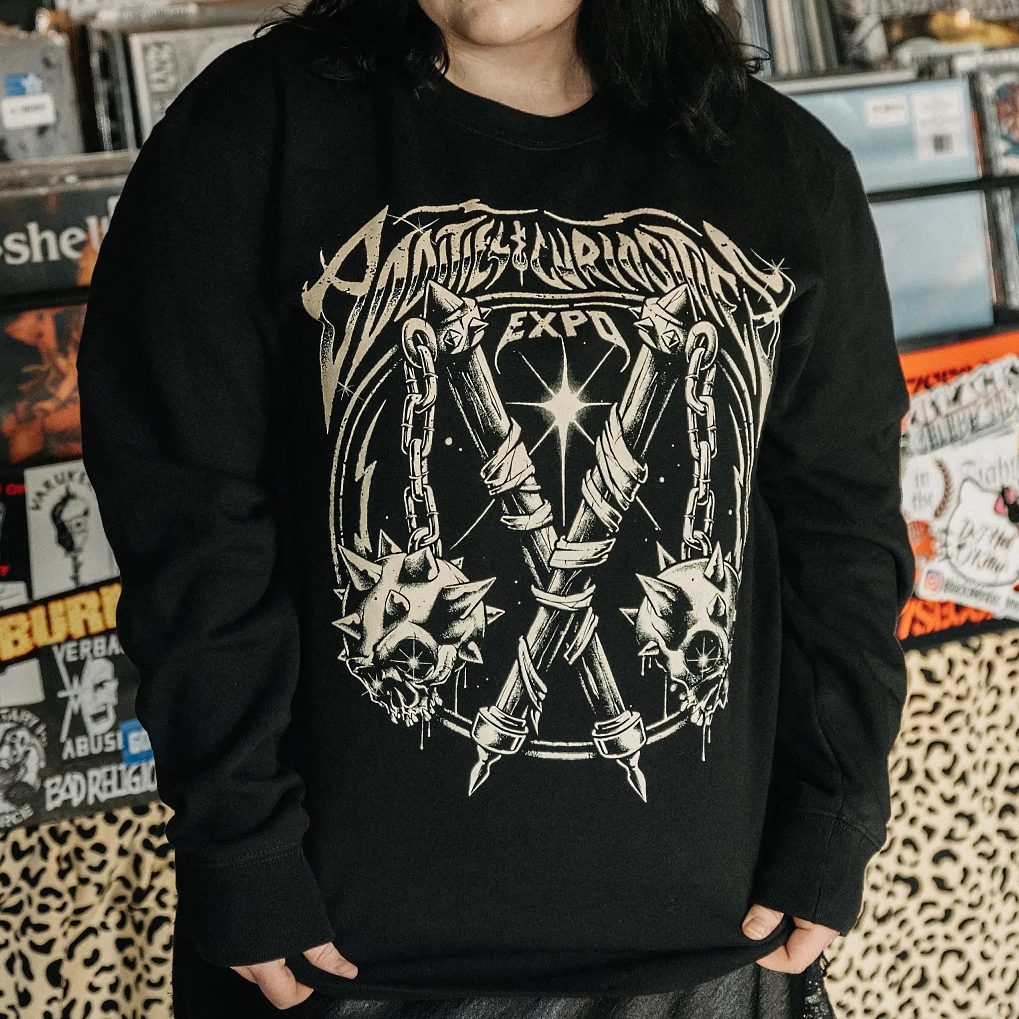 Skull Flail Crewneck Sweatshirt – Oddities & Curiosities Expo Official Merch