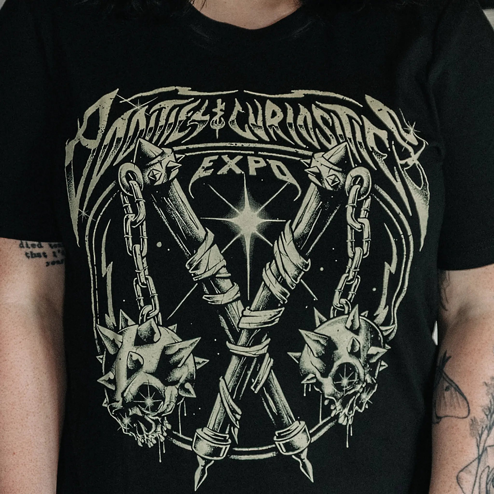 Skull Flail Graphic T-Shirt – Oddities & Curiosities Expo Official Merch